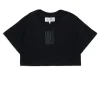 T-Shirts | Logomania>MM6 MAISON MARGIELA Cropped T-shirt with institutional logo black