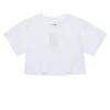 T-Shirts | Logomania>MM6 MAISON MARGIELA Cropped T-shirt with institutional logo white