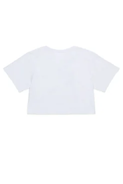 T-Shirts | Logomania>MM6 MAISON MARGIELA Cropped T-shirt with institutional logo white