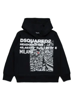 Sweatshirts | Sweatshirts>DSQUARED2 D2 Headquarter print sweatshirt black