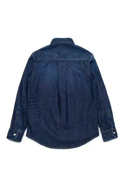 Shirts | Denim-Mania>DSQUARED2 Dark denim shirt with Super Star blue denim