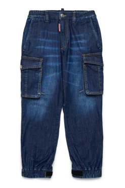 Denim-Mania | Denim-Mania>DSQUARED2 Dark tapered jeans with cargo pockets blue denim