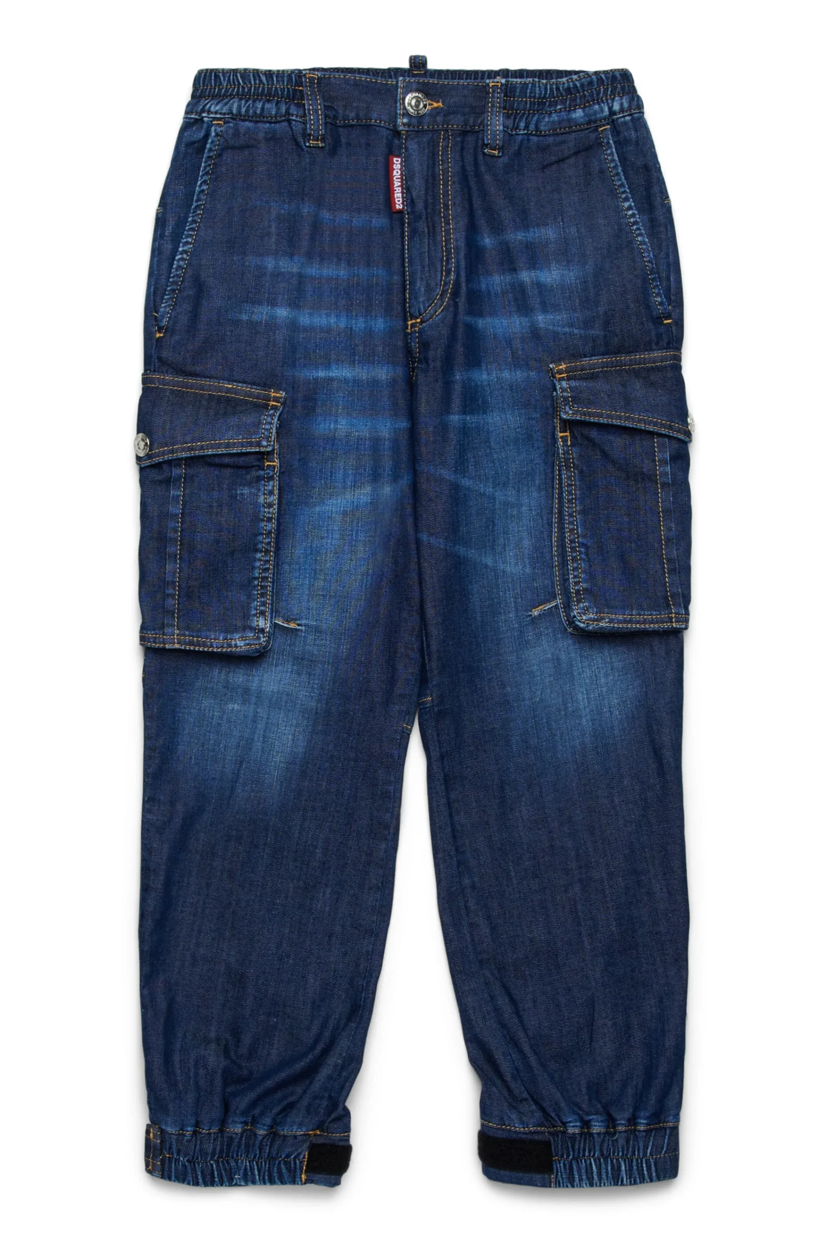 Denim-Mania | Denim-Mania>DSQUARED2 Dark tapered jeans with cargo pockets blue denim