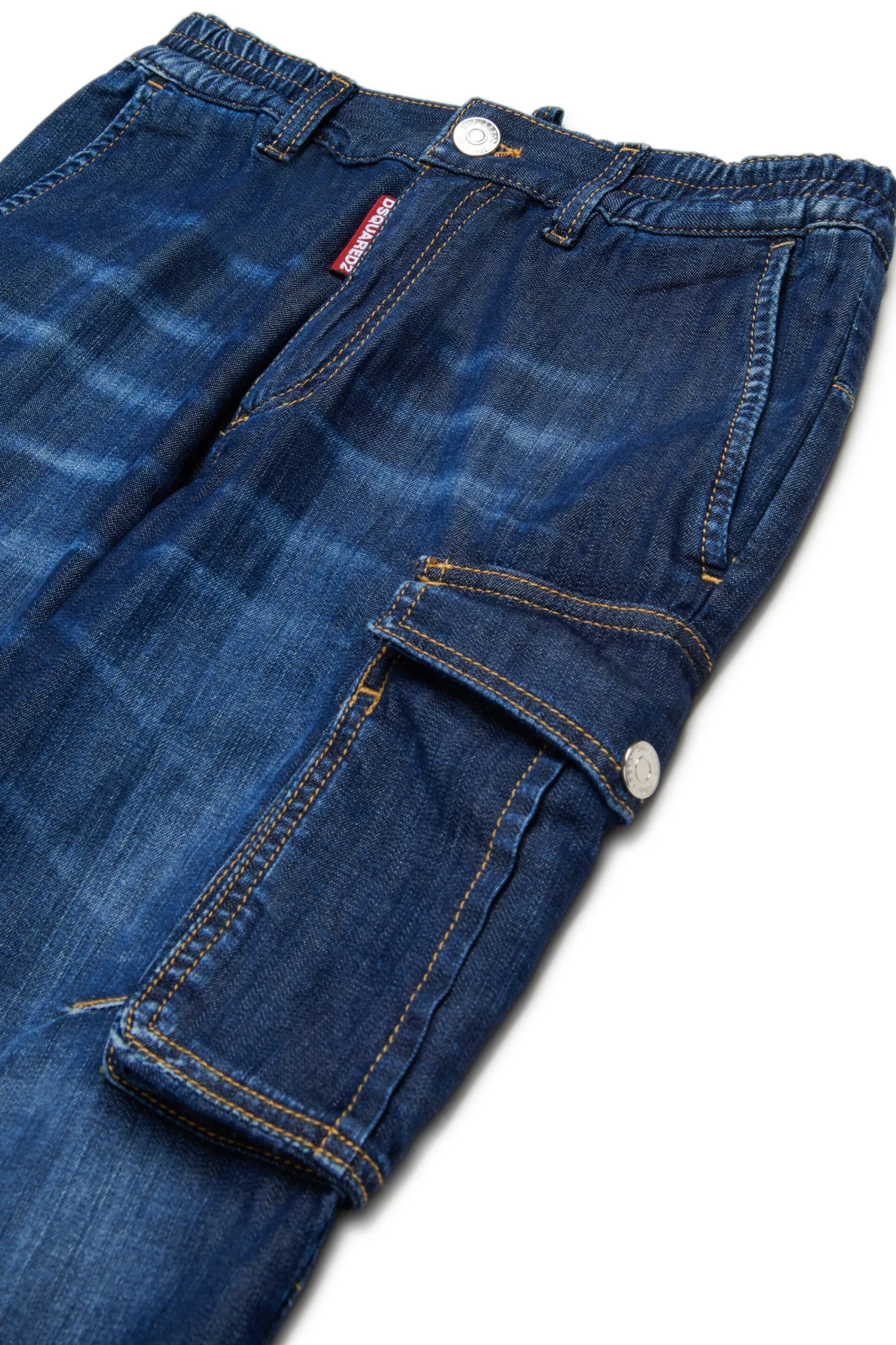 Denim-Mania | Denim-Mania>DSQUARED2 Dark tapered jeans with cargo pockets blue denim