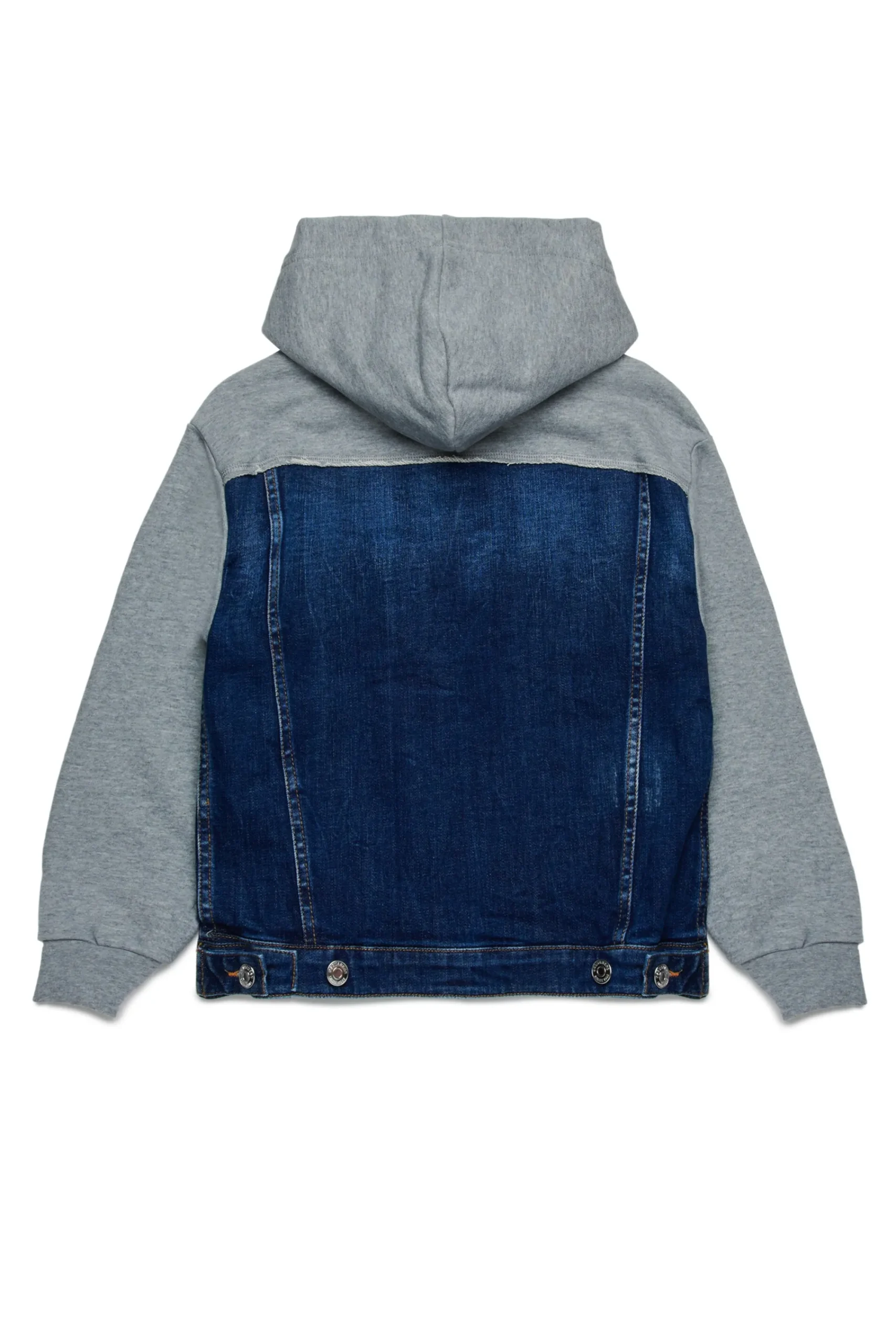 Jackets And Padded Jackets | Denim-Mania>DSQUARED2 Denim and cotton sweatshirt with patch dark grey melange