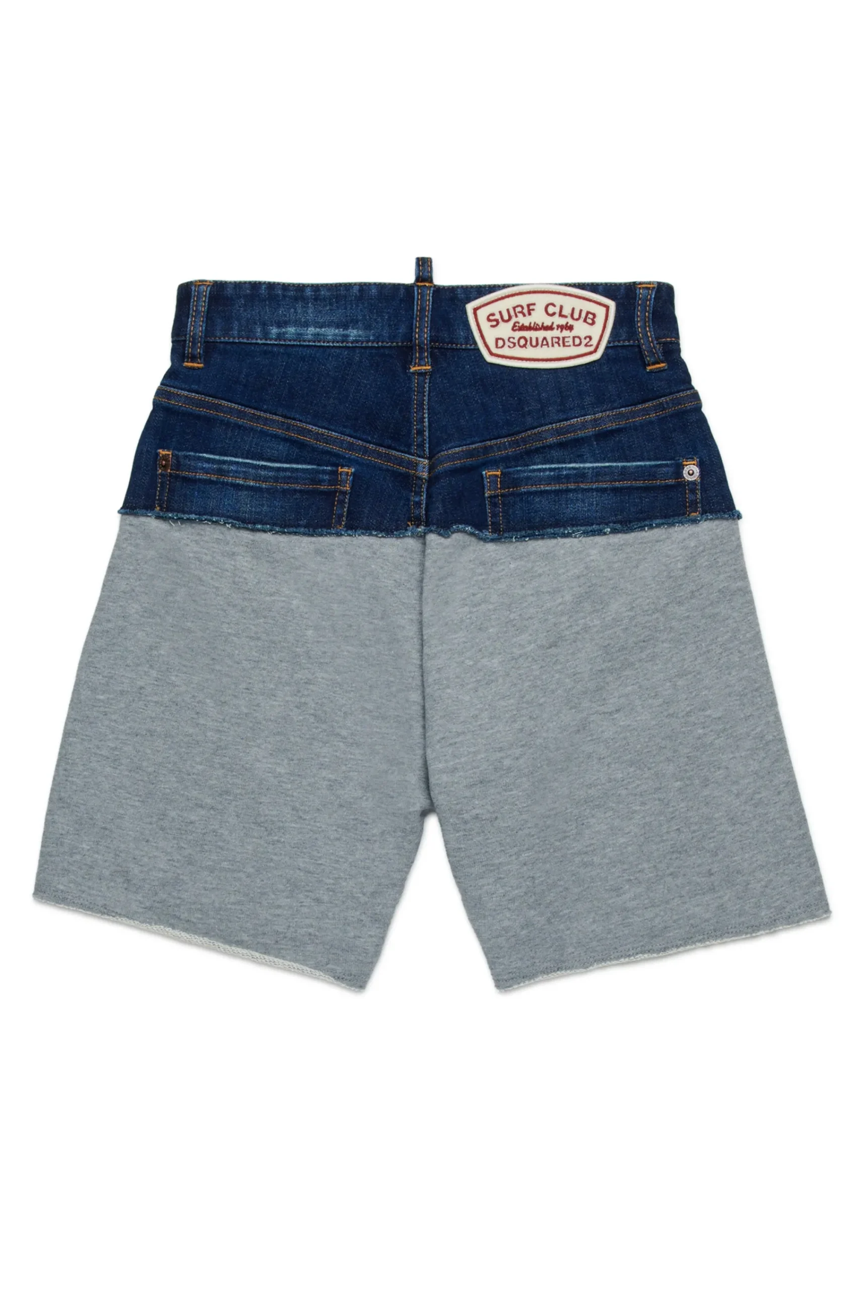 Shorts | Denim-Mania>DSQUARED2 Denim and fleece shorts with patch dark grey melange