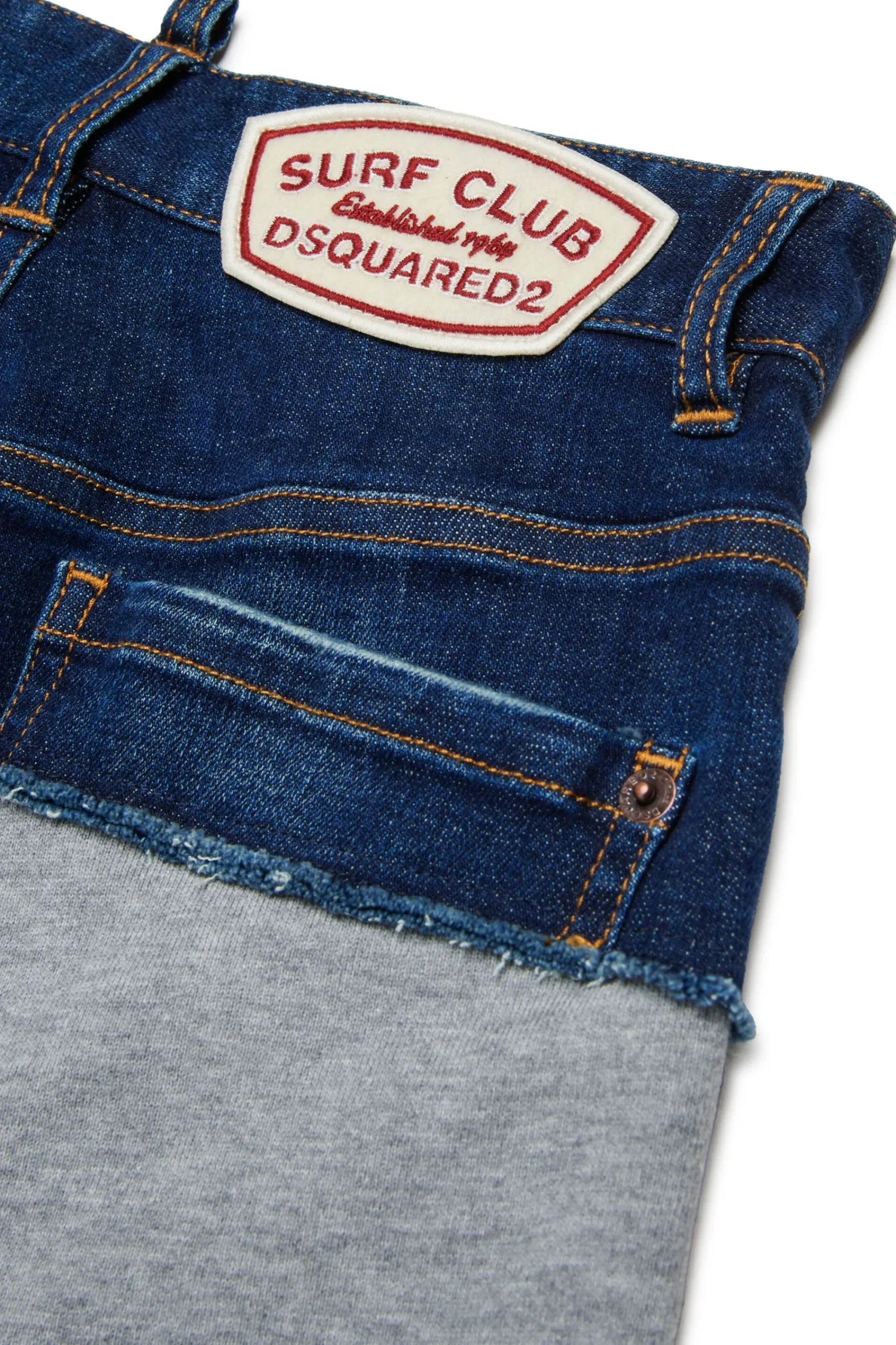 Shorts | Denim-Mania>DSQUARED2 Denim and fleece shorts with patch dark grey melange