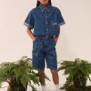 Shirts | Denim-Mania>MM6 MAISON MARGIELA Denim shirt with turn-up sleeves blue denim