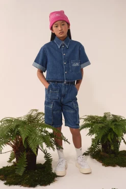 Shirts | Denim-Mania>MM6 MAISON MARGIELA Denim shirt with turn-up sleeves blue denim