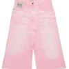 Skirts>N°21 Denim skirt with wrinkles print pink