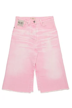 Skirts>N°21 Denim skirt with wrinkles print pink