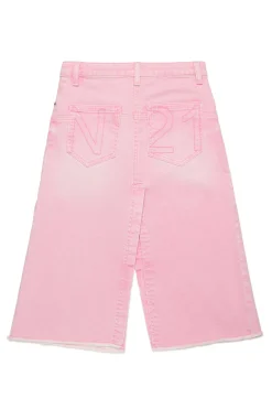 Skirts>N°21 Denim skirt with wrinkles print pink