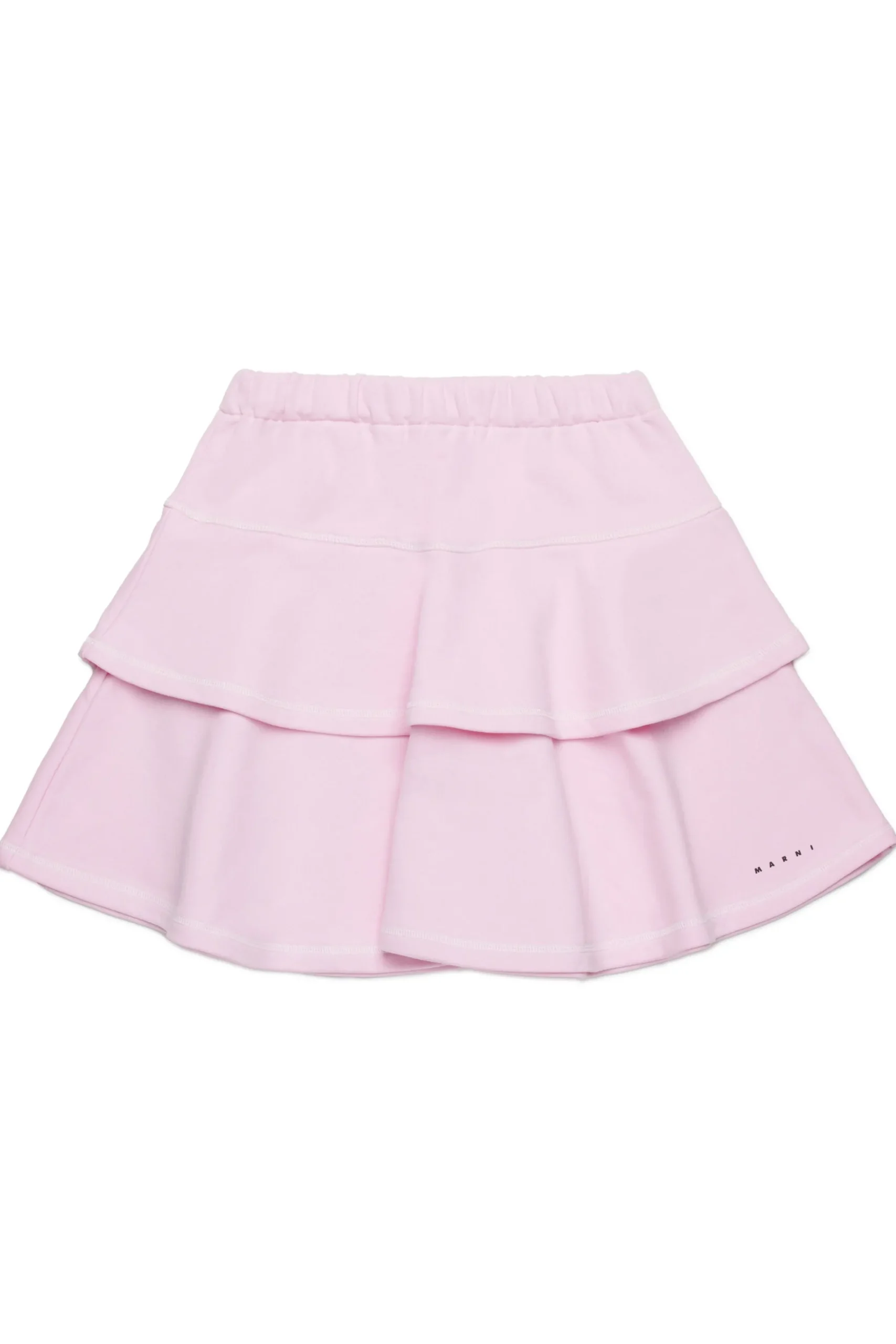 Skirts>MARNI Double flounces fleece skirt light pink