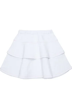 Skirts>MARNI Double flounces fleece skirt white
