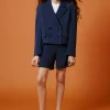 Jackets And Padded Jackets | Party Looks>MAX&Co. Double-breasted cropped blazer jacket bluette
