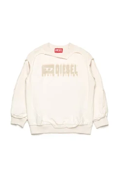 Logomania | Logomania>DIESEL Double-layer sweatshirt with destroyed effect off white