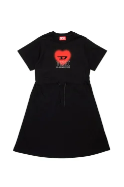 Dresses>DIESEL Dress with heart graphics black