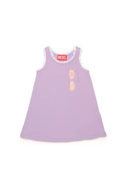 Dresses>DIESEL Dress with lace and graphic Sunglasses lavender
