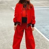 Pants>MAX&Co. Drill cargo pants fiery red
