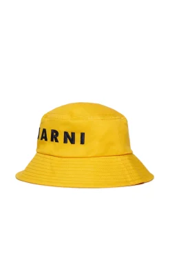 Accessories | Logomania>MARNI Fisherman hat branded with logo intense yellow
