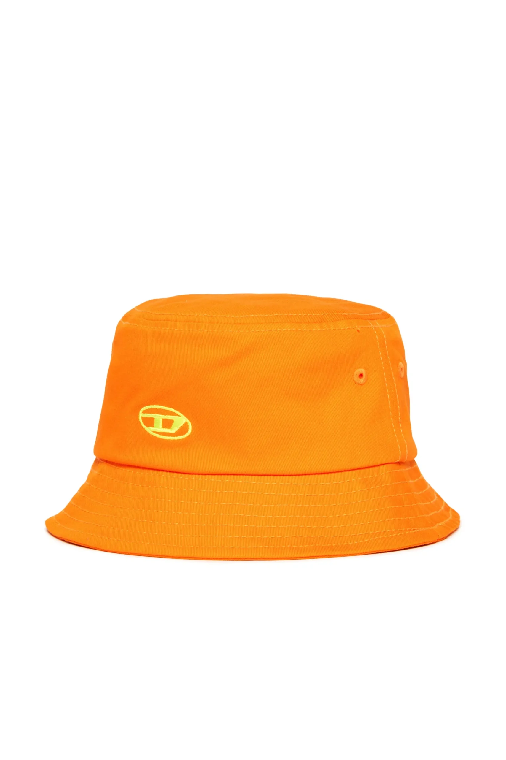 Hats And Caps | Oval D By Diesel>DIESEL Fisherman hat in gabardine branded with Oval D logo bright orange