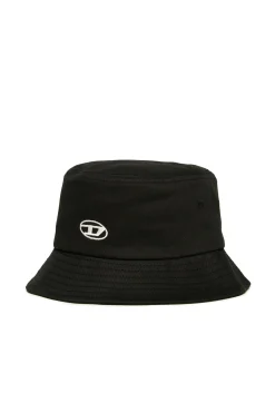 Hats And Caps | Oval D By Diesel>DIESEL Fisherman hat in gabardine branded with Oval D logo black