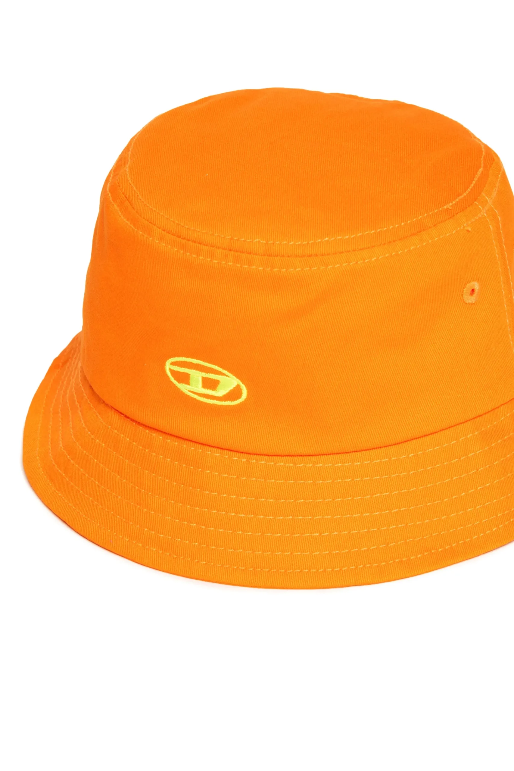 Hats And Caps | Oval D By Diesel>DIESEL Fisherman hat in gabardine branded with Oval D logo bright orange