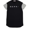 Dresses | Logomania>MARNI Fleece dress branded with Rhinestones black