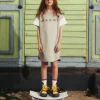 Dresses | Logomania>MARNI Fleece dress branded with Rhinestones inox gray melange