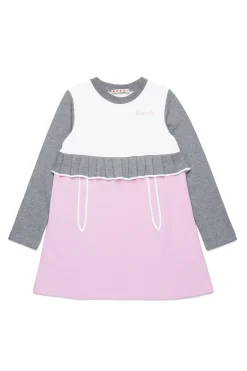 Dresses>MARNI Fleece dress with ruffles antique lilac pink