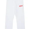 Activewear | Activewear>DIESEL Fleece jogger pants with degradé logo white