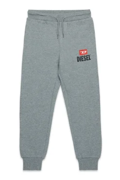 Pants | Pants>DIESEL Fleece jogger trousers with D logo grey melange