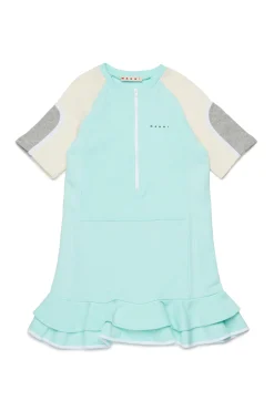 Dresses | Activewear>MARNI Fleece mini dress with colorblock details placid blue