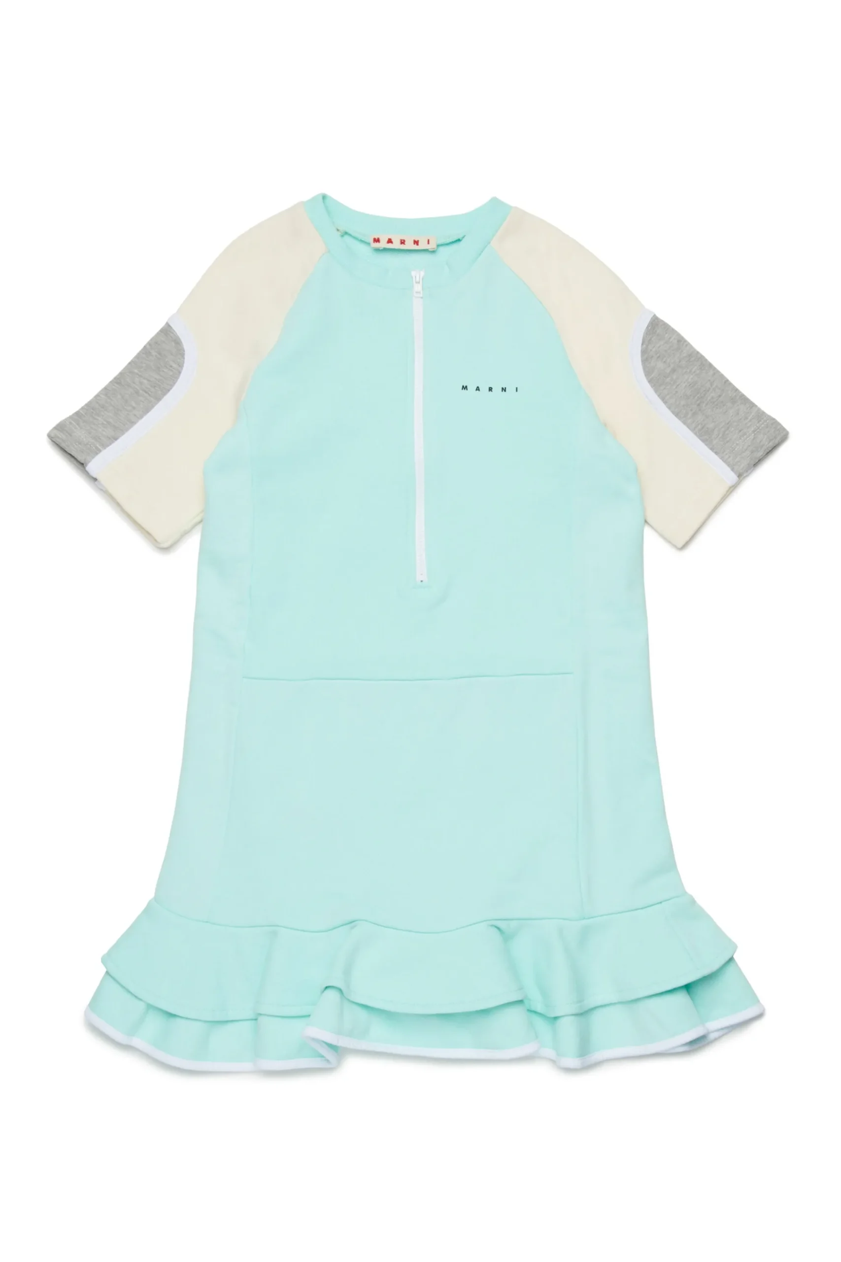 Dresses | Activewear>MARNI Fleece mini dress with colorblock details placid blue
