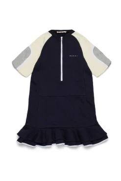 Dresses | Activewear>MARNI Fleece mini dress with colorblock details blue navy