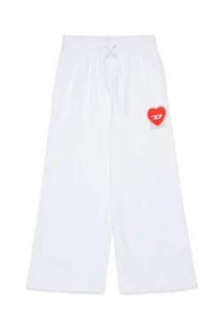 Pants>DIESEL Fleece pants with heart graphics white