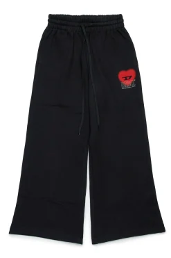 Pants>DIESEL Fleece pants with heart graphics black