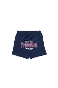 Activewear | Activewear>DSQUARED2 Fleece shorts with college print dark blue