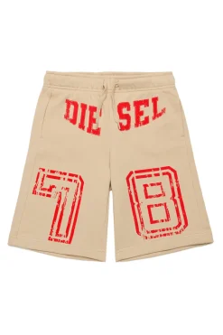 Activewear | Activewear>DIESEL Fleece shorts with college graphics beige
