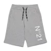 Activewear | Activewear>N°21 Fleece shorts with logo grey melange