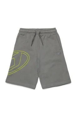 Oval D By Diesel | Oval D By Diesel>DIESEL Fleece shorts with maxi Oval D logo dark grey