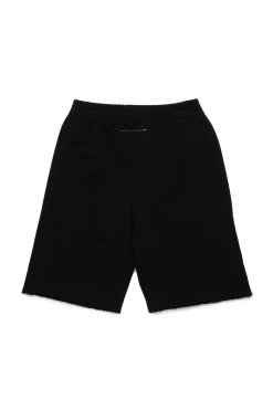 Shorts | Activewear>MM6 MAISON MARGIELA Fleece shorts with raw cut hems black