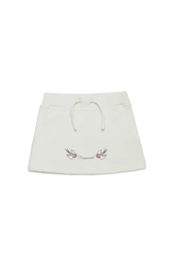 Skirts>DSQUARED2 Fleece skirt with Birds print off white