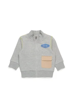 Sweatshirts | Oval D By Diesel>DIESEL Full-zip sweatshirt with colorblock inserts grey melange
