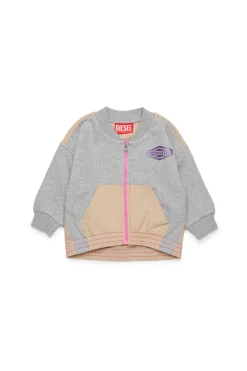 Sweatshirts | Oval D By Diesel>DIESEL Full-zip sweatshirt with colorblock inserts grey melange