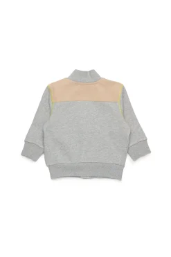 Sweatshirts | Oval D By Diesel>DIESEL Full-zip sweatshirt with colorblock inserts grey melange
