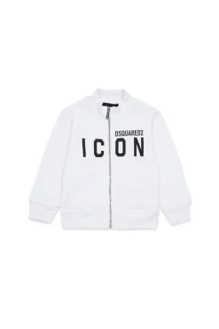 Sweatshirts | Activewear>DSQUARED2 Full-zip sweatshirt with ICON logo white