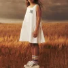 Dresses>MARNI Gabardine dress branded with Rhinestones logo white