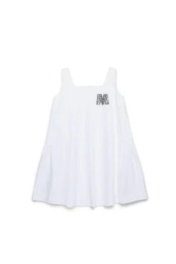 Dresses>MARNI Gabardine dress branded with Rhinestones logo white