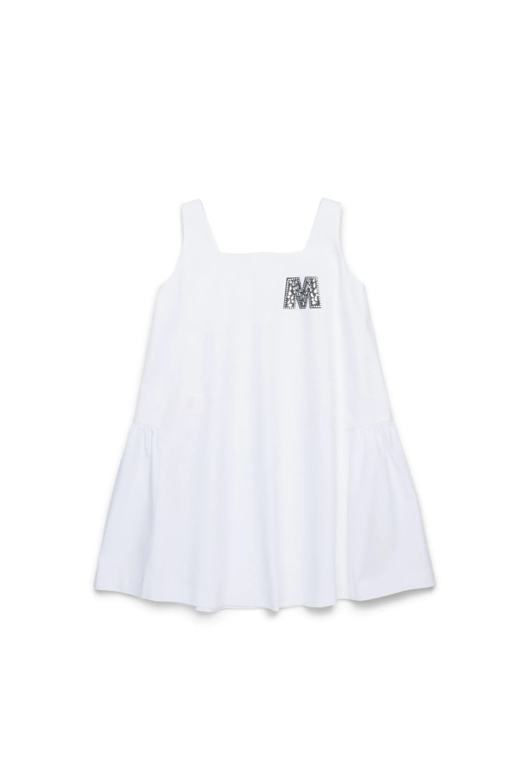 Dresses>MARNI Gabardine dress branded with Rhinestones logo white